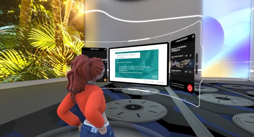 Ambylon virtual classroom with floating course UI